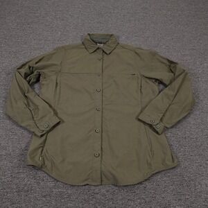 REI Shirt Womens Large Green Vented Lightweight UPF 30 Hiking Camping